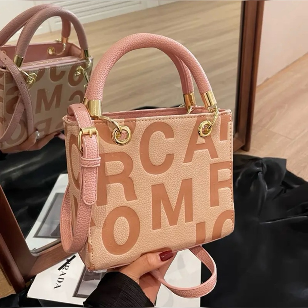 Soft Pink Designer Handbag Vegan Leather